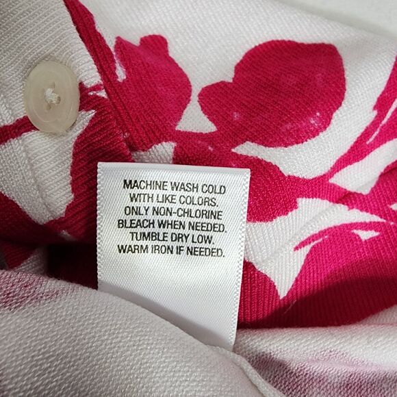 Roz & Ali Womens Cardigan Sweater Size 2X White Pink Floral Button Up 3/4 Sleeve - Picture 9 of 9
